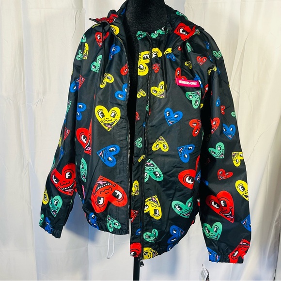 Members Only Keith Haring Colorful Heart Wind Breaker - Picture 1 of 12